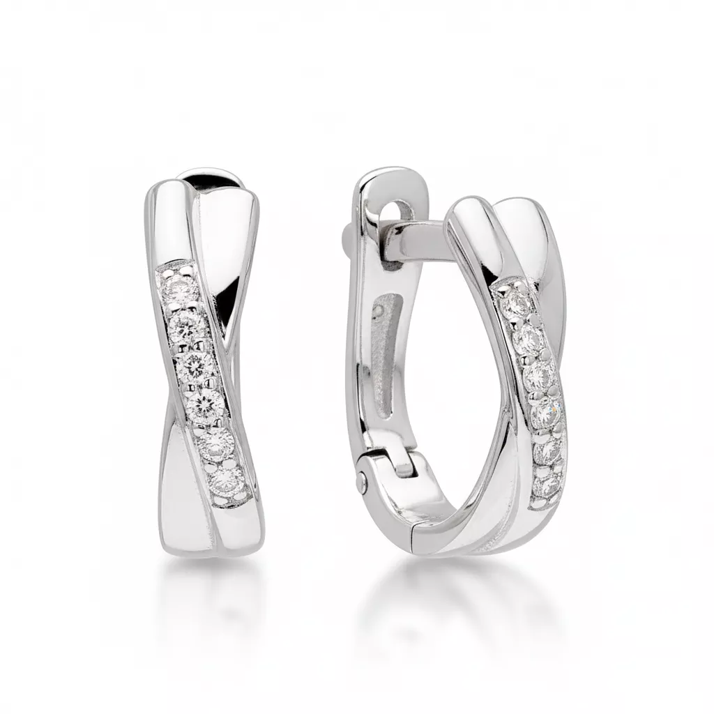 Boucles d'oreilles Créoles Or Blanc Diamant - Boucles d'oreilles en Or 750 18k - Bijoux en Vogue