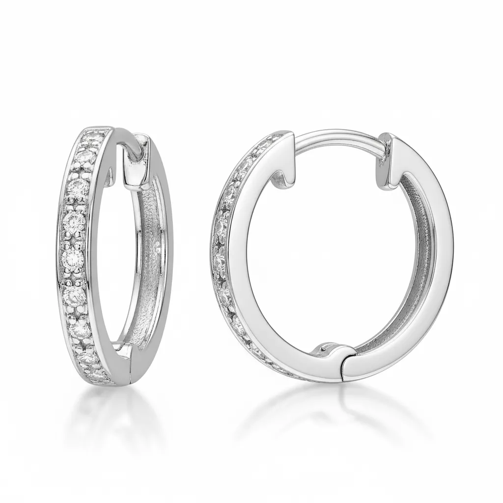 Boucles d'oreilles Créoles Or Blanc Alphonsina Diamant - Boucles d'oreilles en Or 750 18k