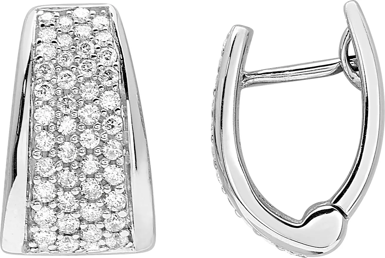 Boucles d'oreilles Créoles Or Blanc Farvine Diamant - Boucles d'oreilles en Or 750 18k