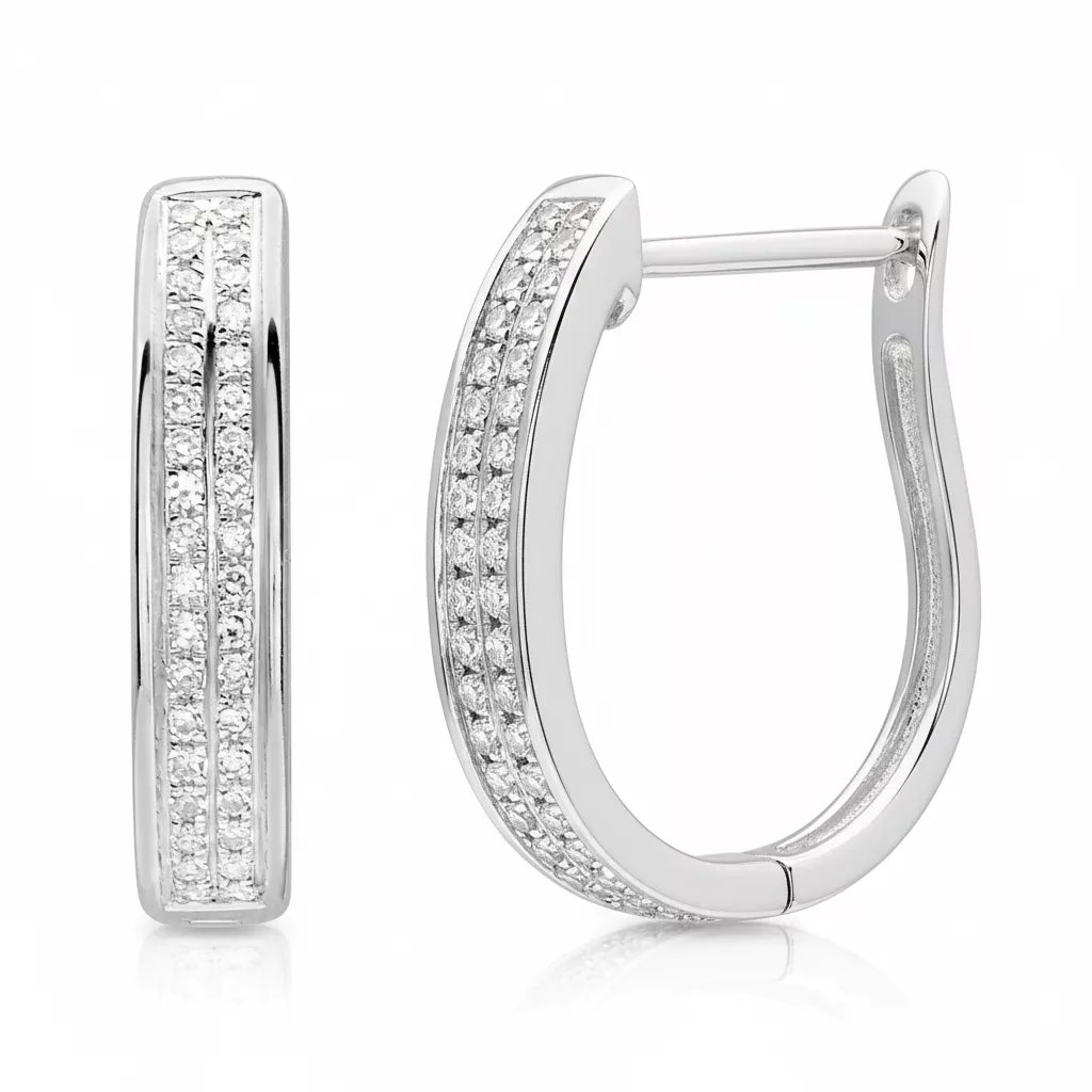 Boucles d'oreilles Créoles Or Blanc Diamant - Boucles d'oreilles en Or 750 18k - Bijoux en Vogue