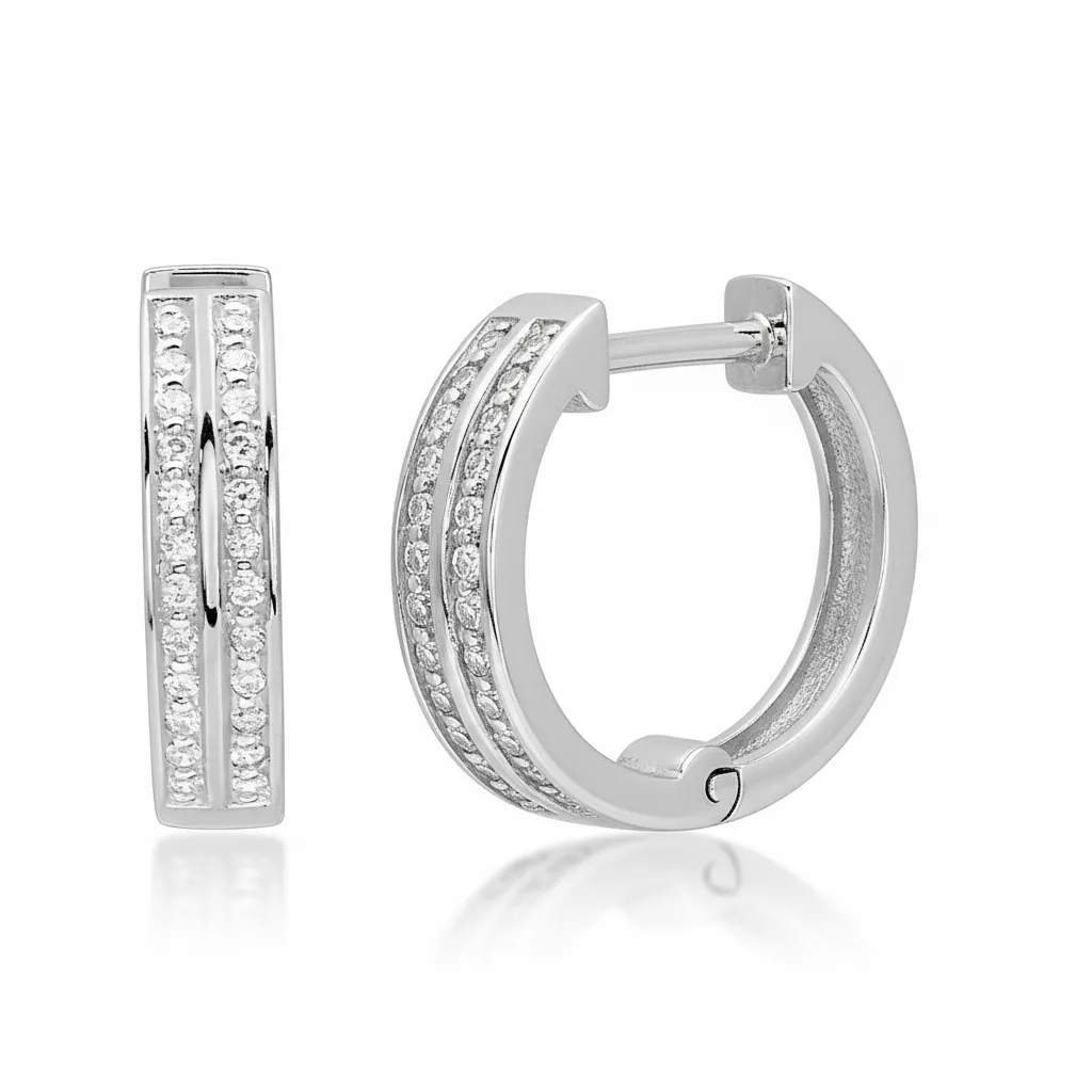 Boucles d'oreilles Créoles Or Blanc Diamant - Boucles d'oreilles en Or 750 18k - Bijoux en Vogue