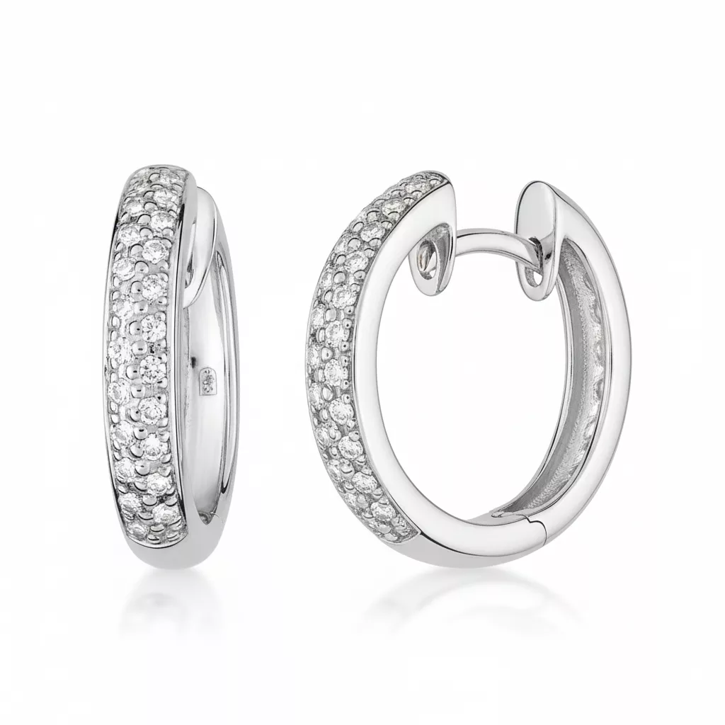 Boucles d'oreilles Créoles Or Blanc Diamant - Boucles d'oreilles en Or 750 18k - Bijoux en Vogue