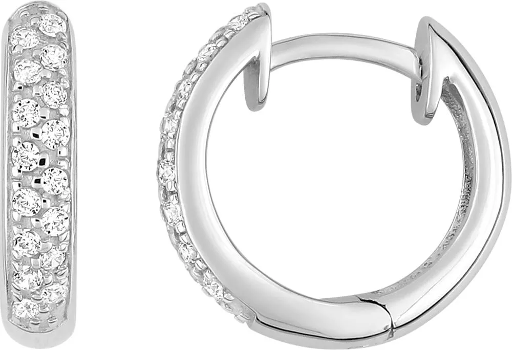 Boucles d'oreilles Créoles Or Blanc Emiliaka Diamant - Boucles d'oreilles en Or 750 18k