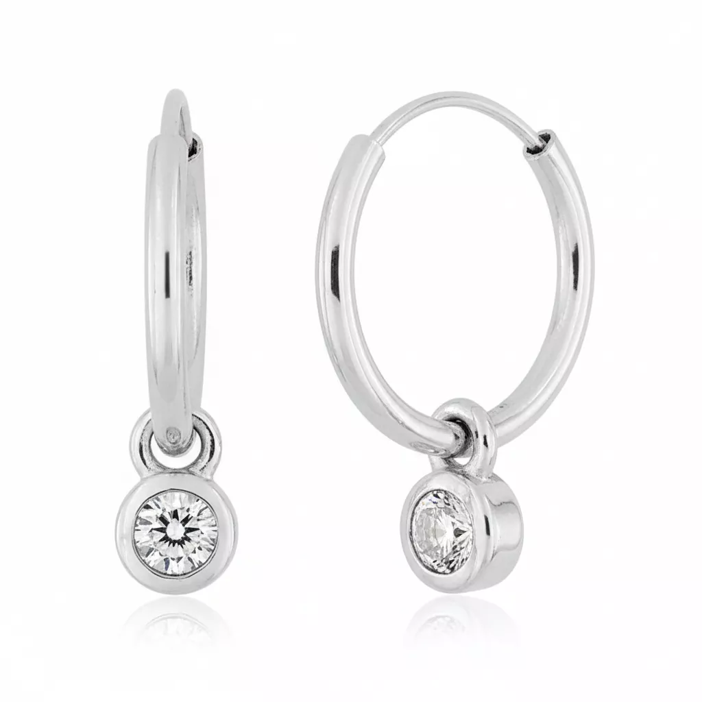 Boucles d'oreilles Créoles Or Blanc Ludovique Diamant - Boucles d'oreilles en Or 750 18k