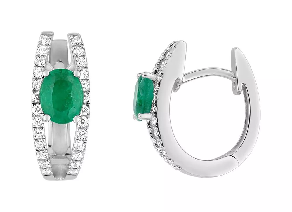 Boucles d'oreilles Créoles Or Blanc Antonnine Diamant Saphir,Rubis - Boucles d'oreilles en Or 750 18k - Bijoux en Vogue