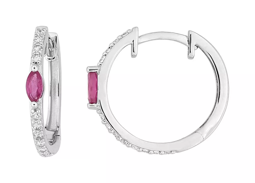 Boucles d'oreilles Créoles Or Blanc Anastasiia Diamant Rubis - Boucles d'oreilles en Or 750 18k - Bijoux en Vogue