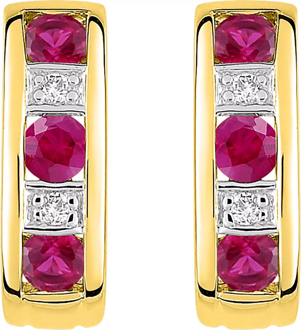 Boucles d'oreilles Créoles Or Alexandree Diamant Rubis - Boucles d'oreilles en Or 750 18k - Bijoux en Vogue