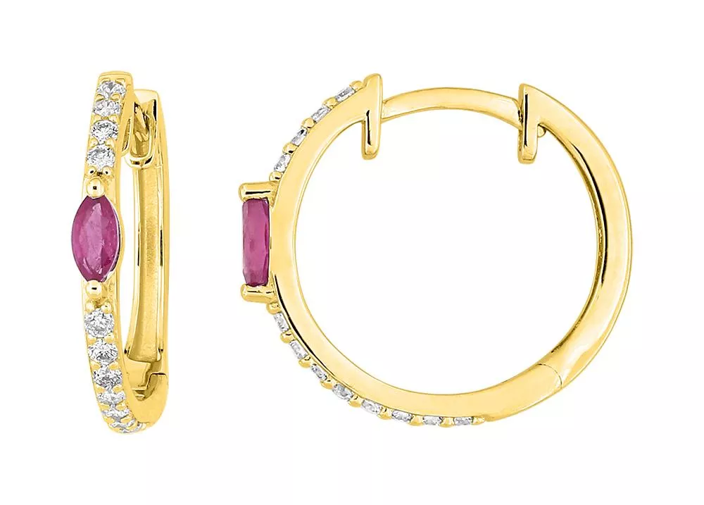 Boucles d'oreilles Créoles Or Otilia Diamant Rubis - Boucles d'oreilles en Or 750 18k - Bijoux en Vogue