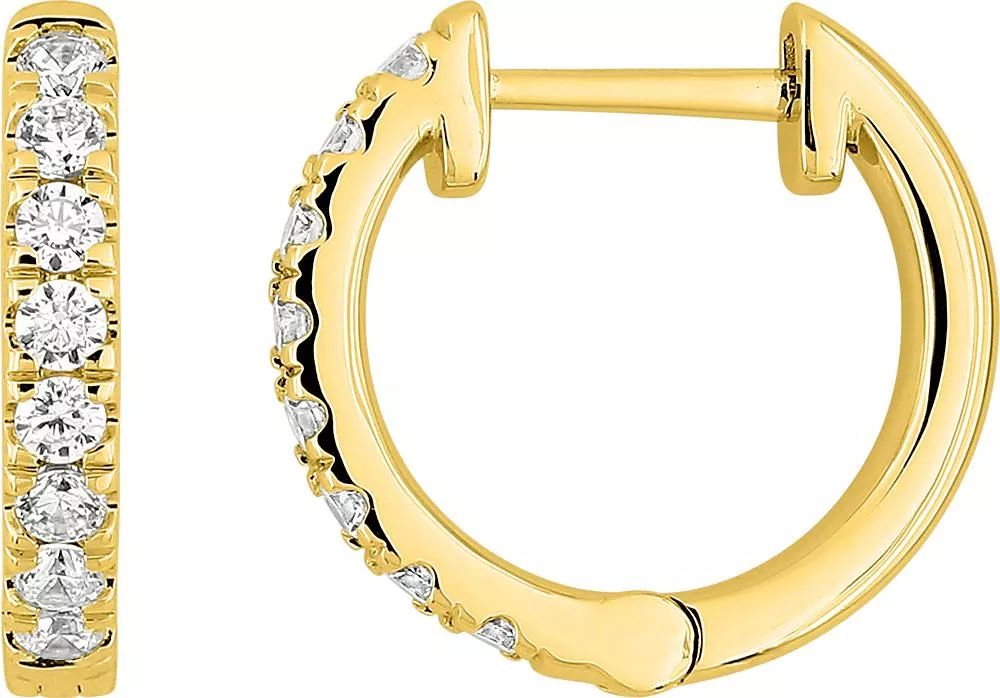 Boucles d'oreilles Créoles Or Serinna Diamètre 14mm Diamant - Boucles d'oreilles en Or 750 18k - Bijoux en Vogue