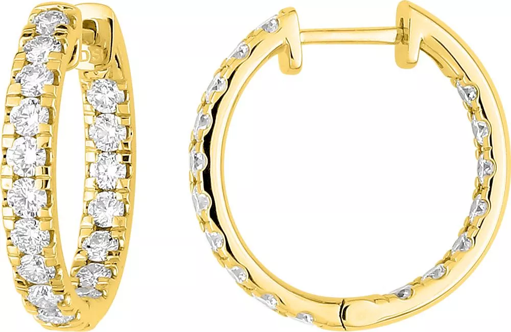 Boucles d'oreilles Créoles Or Rhedda Diamant - Boucles d'oreilles en Or 750 18k - Bijoux en Vogue