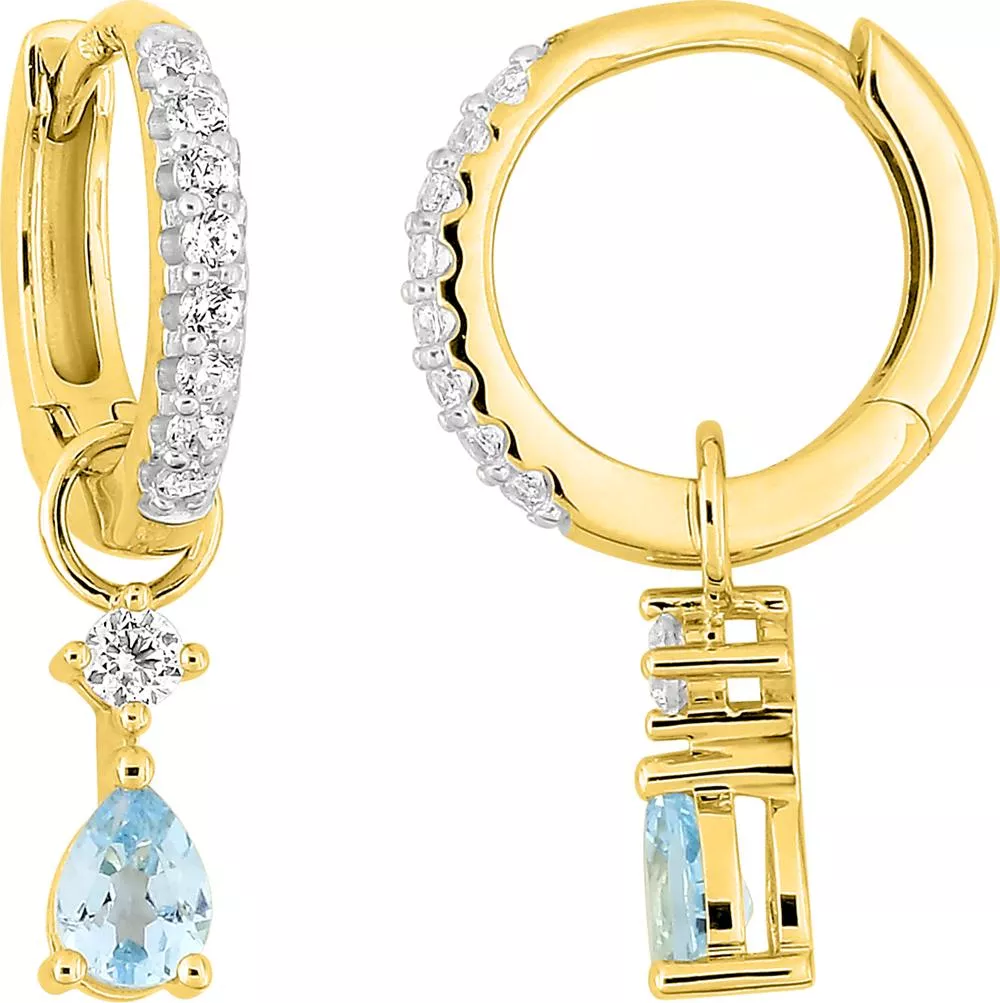 Boucles d'oreilles Créoles Or bleu Zirconium Chrystelle Topaze - Boucles d'oreilles en Or 750 18k - Bijoux en Vogue