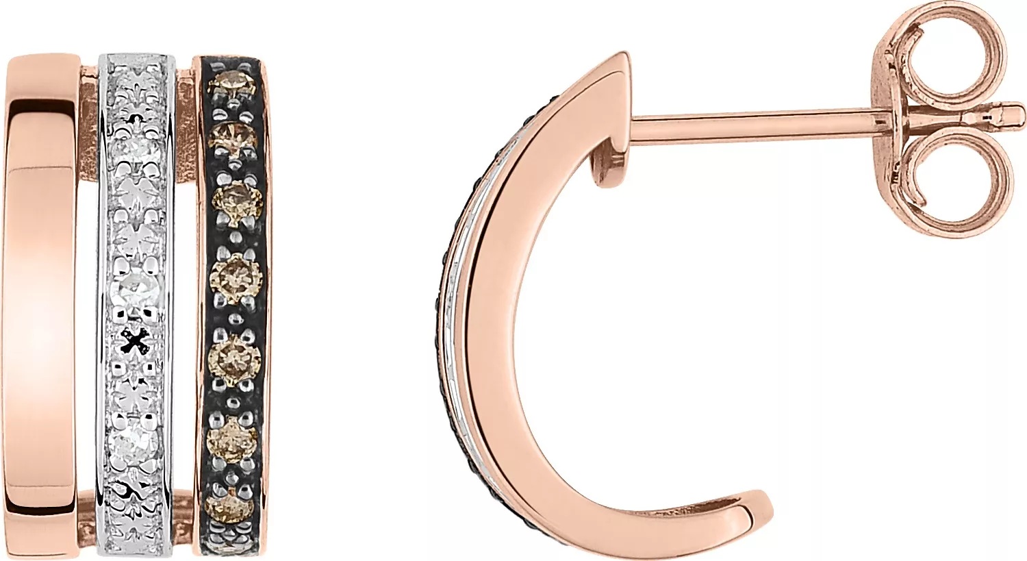 Boucles d'oreilles Créoles Or Rose Albanaise Diamant - Boucles d'oreilles en Or 750 18k