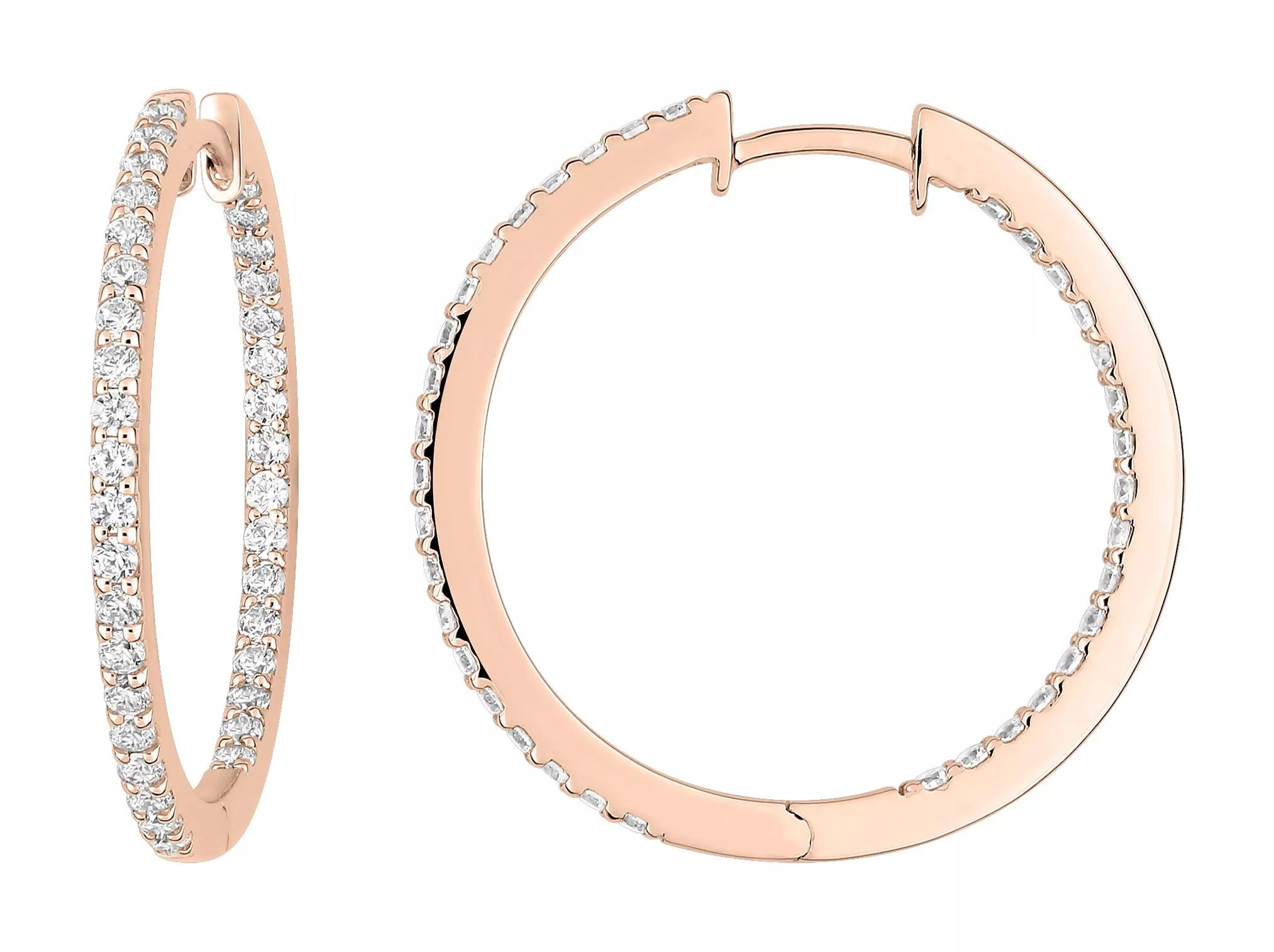 Boucles d'oreilles Créoles Or Rose Myriette Diamant - Boucles d'oreilles en Or 750 18k