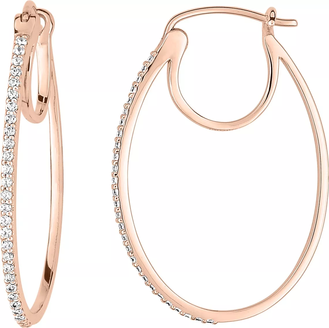 Boucles d'oreilles Créoles Or Rose Vitria Diamant - Boucles d'oreilles en Or 750 18k