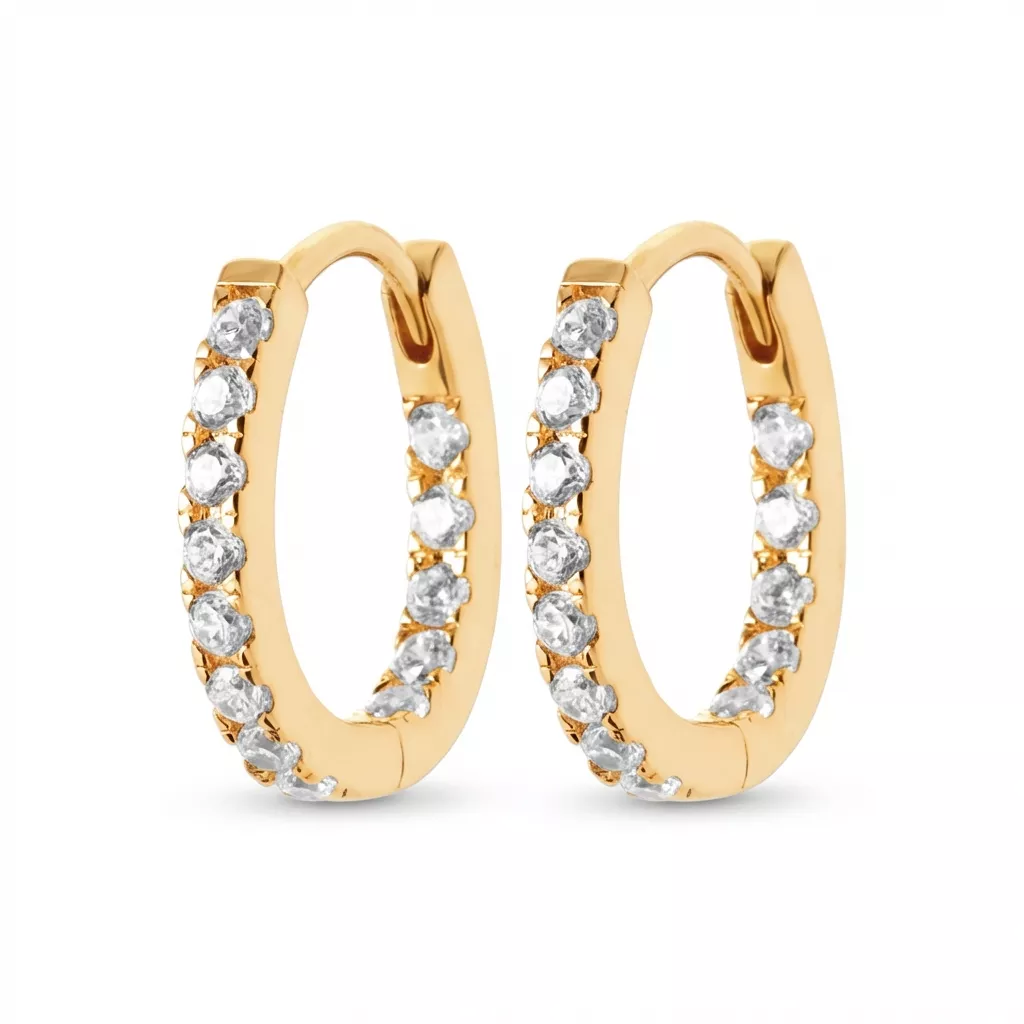 Boucles d'oreilles Créoles Plaqué Or Soafara Zirconium Joaillerie - Boucles d'oreilles en Plaqué or - Bijoux en Vogue