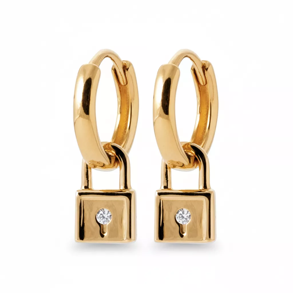 Boucles d'oreilles Créoles Plaqué Or Cacoline Zirconium Cadenas - Boucles d'oreilles en Plaqué or - Bijoux en Vogue