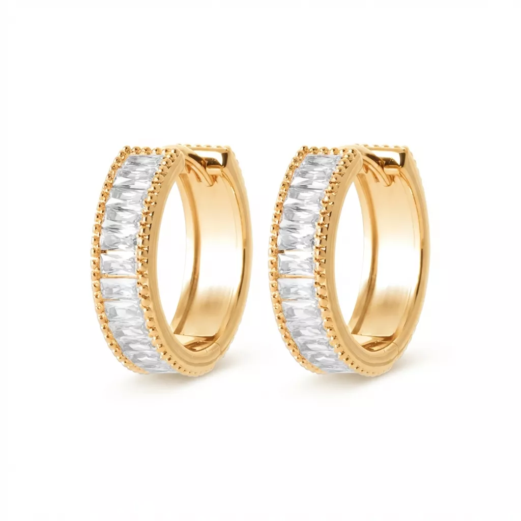 Boucles d'oreilles Créoles Plaqué Or Leonsine Zirconium Joaillerie - Boucles d'oreilles en Plaqué or - Bijoux en Vogue