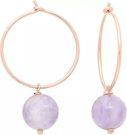 Boucles d'oreilles Créoles Plaqué Or Cliseyda Rose Améthyste - Boucles d'oreilles en Plaqué or - Bijoux en Vogue