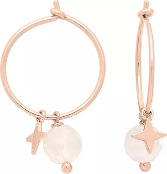 Boucles d'oreilles Créoles Plaqué Or Eliabeth Rose Diamant Quartz Quartz Rose - Boucles d'oreilles