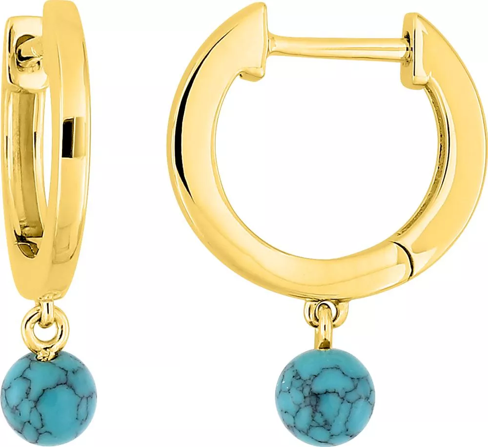 Boucles d'oreilles Créoles Plaqué Or Hansiane Turquoise - Boucles d'oreilles en Plaqué or - Bijoux en Vogue