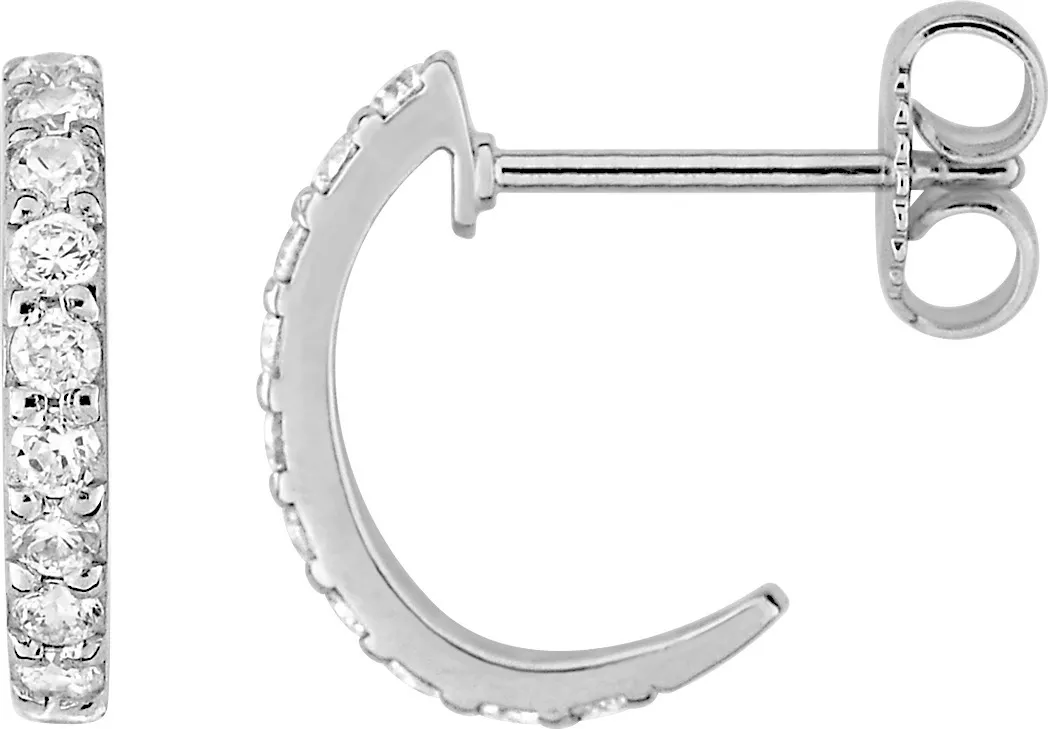 Boucles d'oreilles Demi-créoles Argent Abadie Zirconium - Boucles d'oreilles en Argent 925