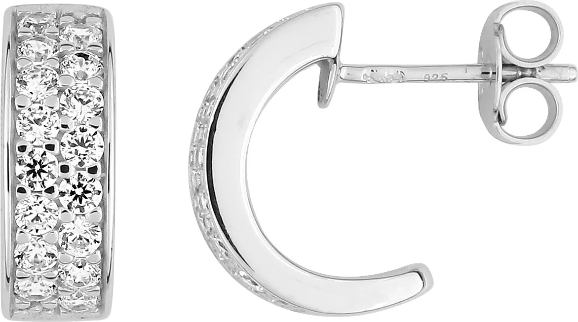 Boucles d'oreilles Demi-créoles Argent Blonde Zirconium - Boucles d'oreilles en Argent 925