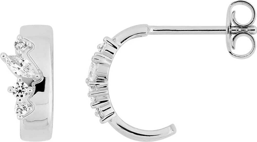 Boucles d'oreilles Demi-créoles Argent Camarasa Zirconium - Boucles d'oreilles en Argent 925 - Bijoux en Vogue