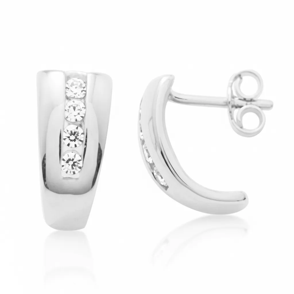 Boucles d'oreilles Demi-créoles Argent Eidia Zirconium - Boucles d'oreilles en Argent 925