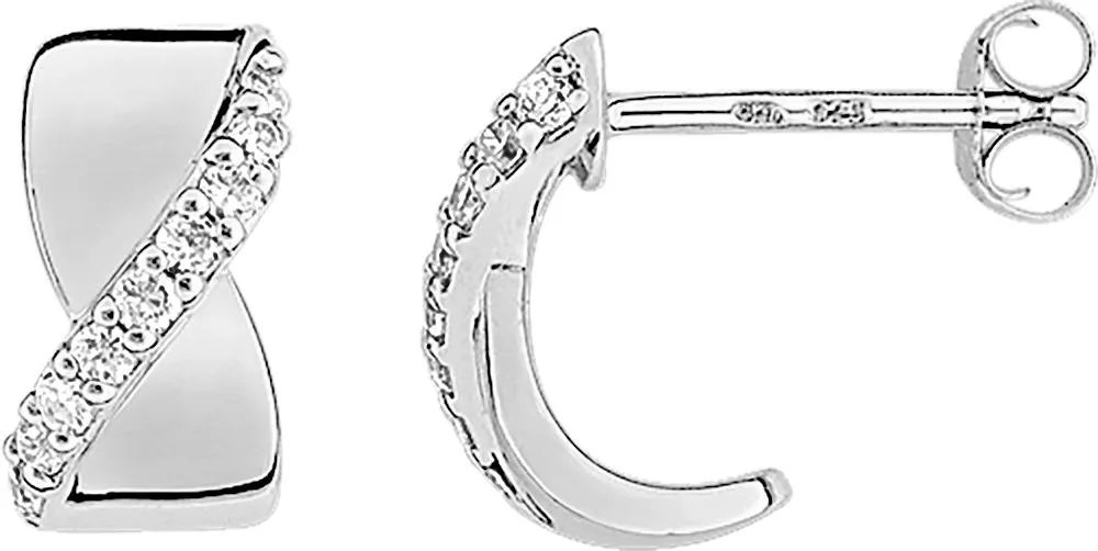 Boucles d'oreilles Demi-créoles Argent Djabellah Zirconium - Boucles d'oreilles en Argent 925