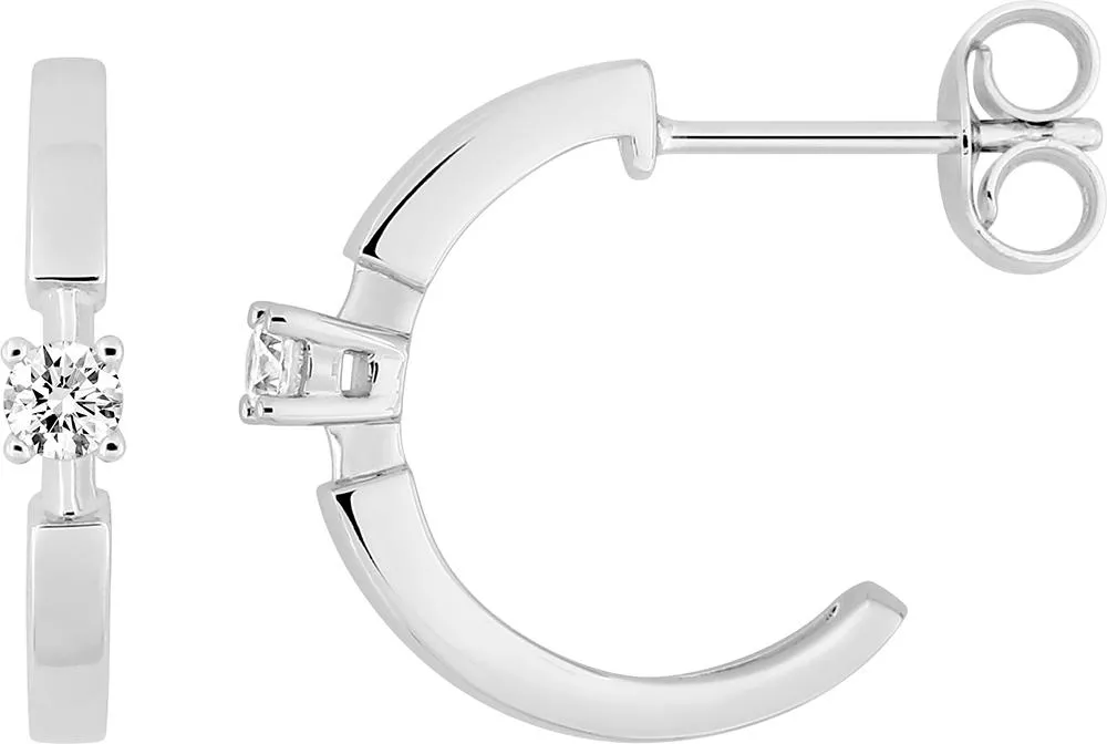 Boucles d'oreilles Demi-créoles Or Blanc Williamarie Diamant - Boucles d'oreilles en Or 375 9k - Bijoux en Vogue