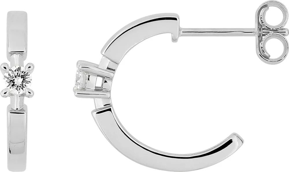 Boucles d'oreilles Demi-créoles Or Blanc Asusena Diamant - Boucles d'oreilles en Or 375 9k - Bijoux en Vogue