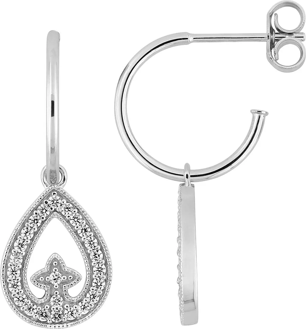 Boucles d'oreilles Demi-créoles Or Blanc Rhoumana Zirconium - Boucles d'oreilles en Or 375 9k - Bijoux en Vogue