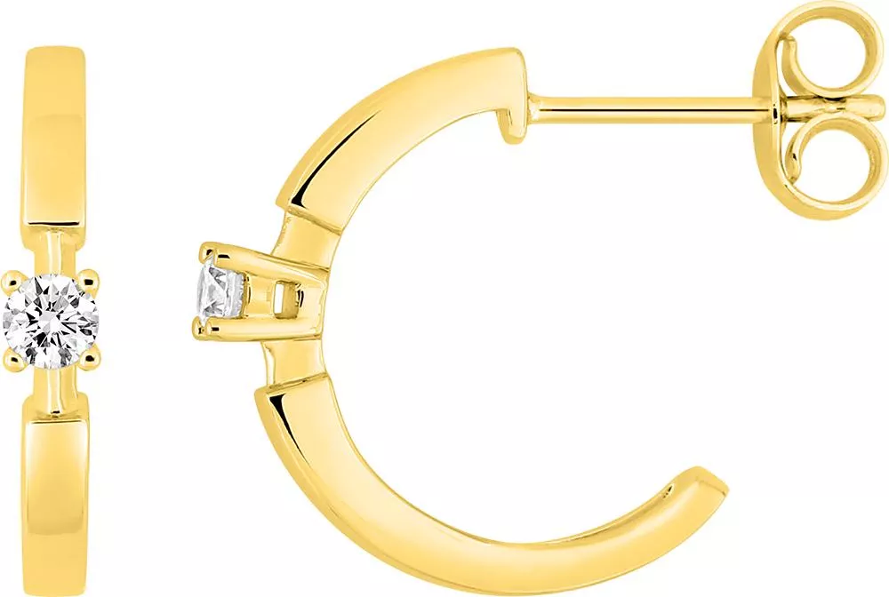 Boucles d'oreilles Demi-créoles Or Pierra Diamant - Boucles d'oreilles en Or 375 9k - Bijoux en Vogue