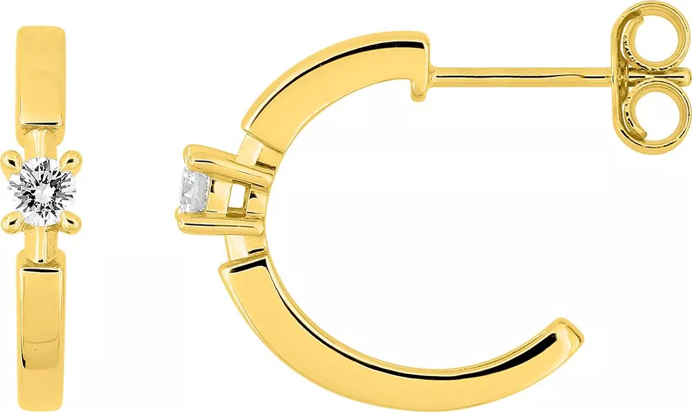 Boucles d'oreilles Demi-créoles Or Beaubatie Diamant - Boucles d'oreilles en Or 375 9k - Bijoux en Vogue