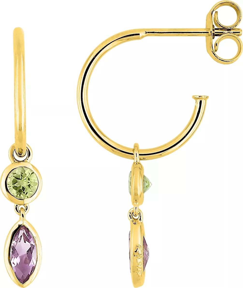 Boucles d'oreilles Demi-créoles Or Faience Péridot - Boucles d'oreilles en Or 375 9k - Bijoux en Vogue