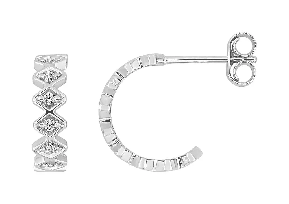 Boucles d'oreilles Demi-créoles Or Blanc Teodosia Diamant - Boucles d'oreilles en Or 750 18k - Bijoux en Vogue