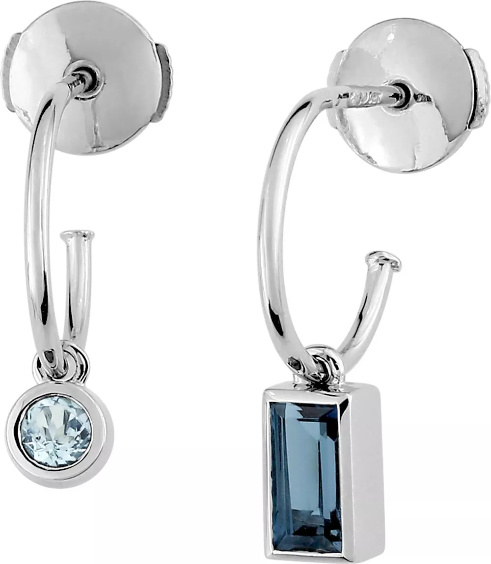 Boucles d'oreilles Demi-créoles Or Blanc Feleme bleu Topaze - Boucles d'oreilles en Or 750 18k - Bijoux en Vogue