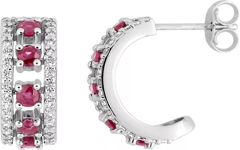 Boucles d'oreilles Demi-créoles Or Blanc Annickk Zirconium Rubis - Boucles d'oreilles en Or 750 18k - Bijoux en Vogue