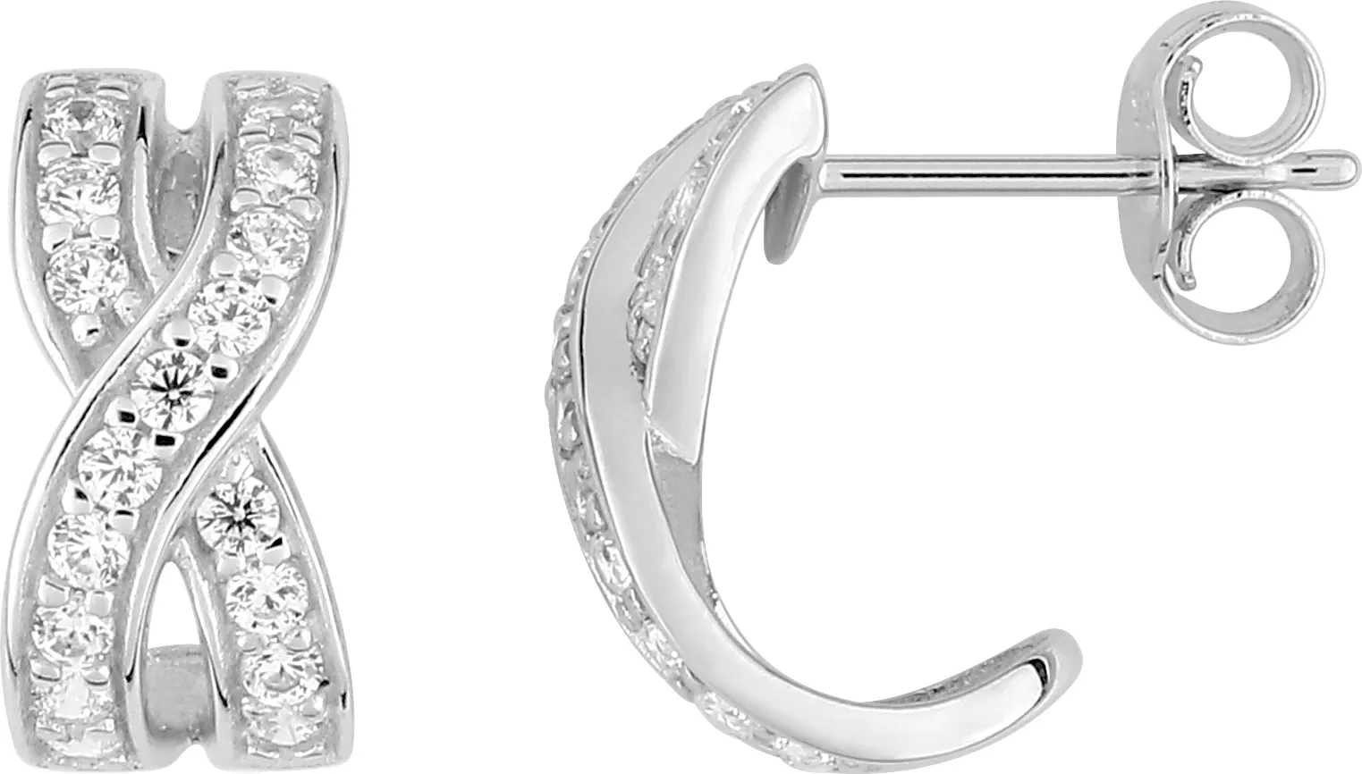 Boucles d'oreilles Demi-créoles Or Blanc Alimah Zirconium - Boucles d'oreilles en Or 750 18k - Bijoux en Vogue