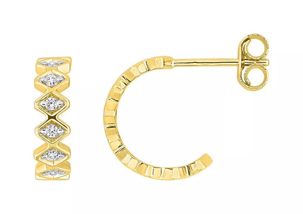 Boucles d'oreilles Demi-créoles Or Princieuse Diamant - Boucles d'oreilles en Or 750 18k - Bijoux en Vogue