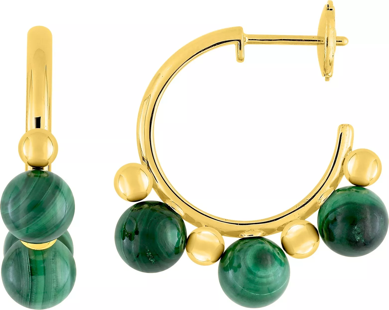 Boucles d'oreilles Demi-créoles Or Duca Malachite - Boucles d'oreilles en Or 750 18k - Bijoux en Vogue
