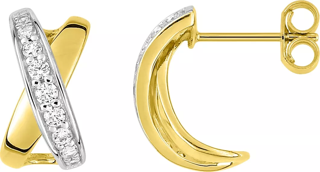 Boucles d'oreilles Demi-créoles Or Mounira Zirconium - Boucles d'oreilles en Or 750 18k - Bijoux en Vogue