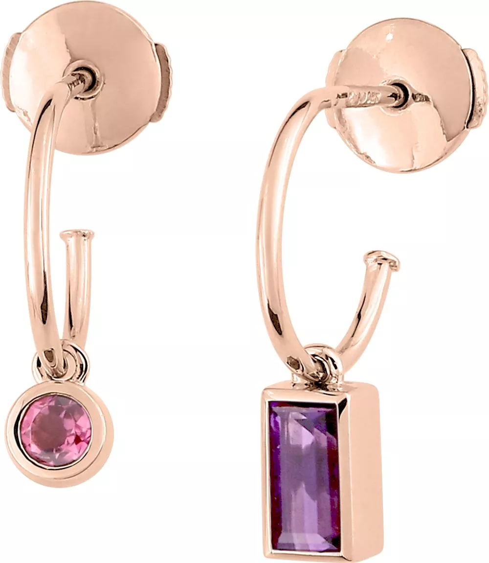 Boucles d'oreilles Demi-créoles Or Rose Lakhda Améthyste - Boucles d'oreilles en Or 750 18k - Bijoux en Vogue