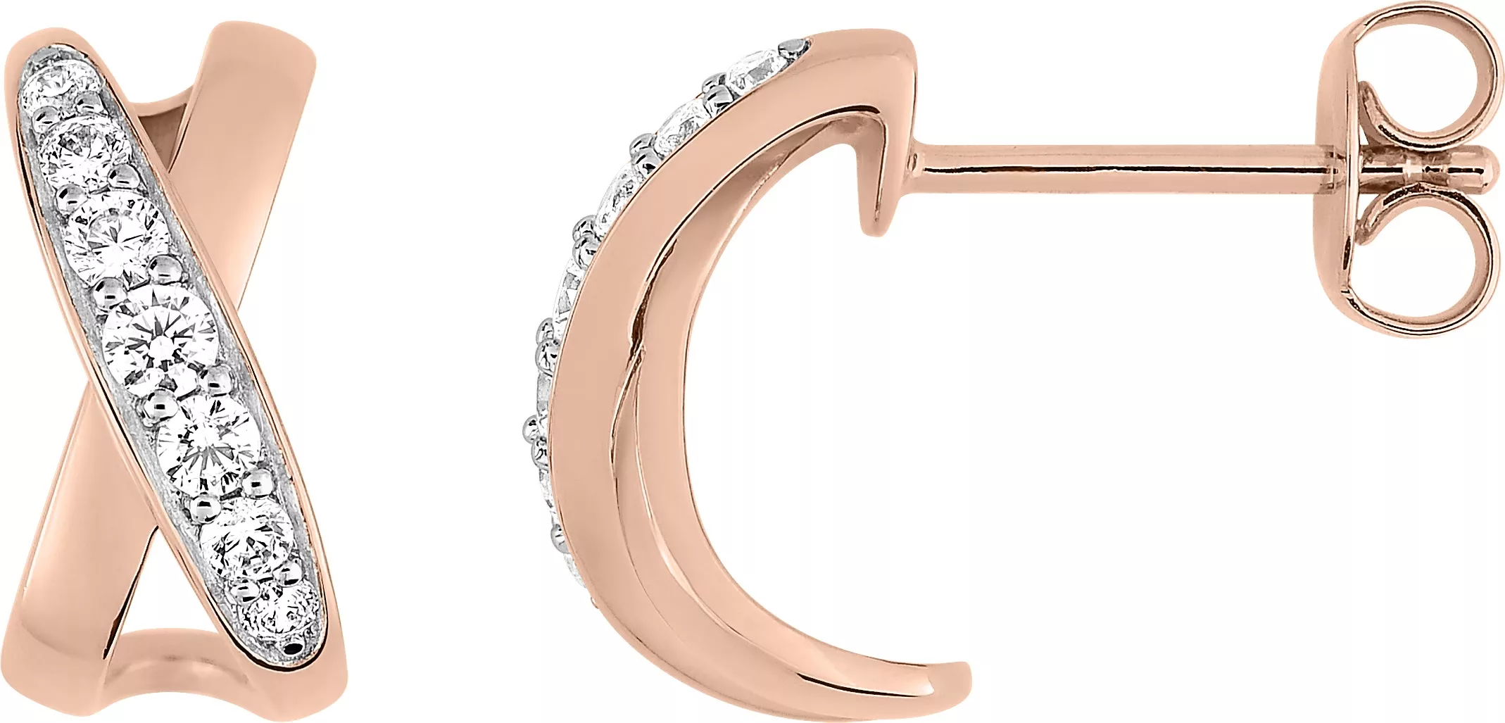 Boucles d'oreilles Demi-créoles Plaqué Or Trajanka Rose Zirconium - Boucles d'oreilles en Plaqué or - Bijoux en Vogue