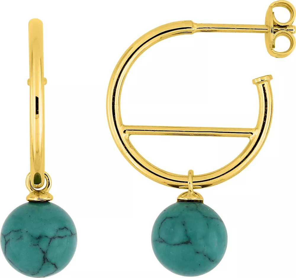 Boucles d'oreilles Demi-créoles Plaqué Or Glaudya Turquoise - Boucles d'oreilles en Plaqué or - Bijoux en Vogue