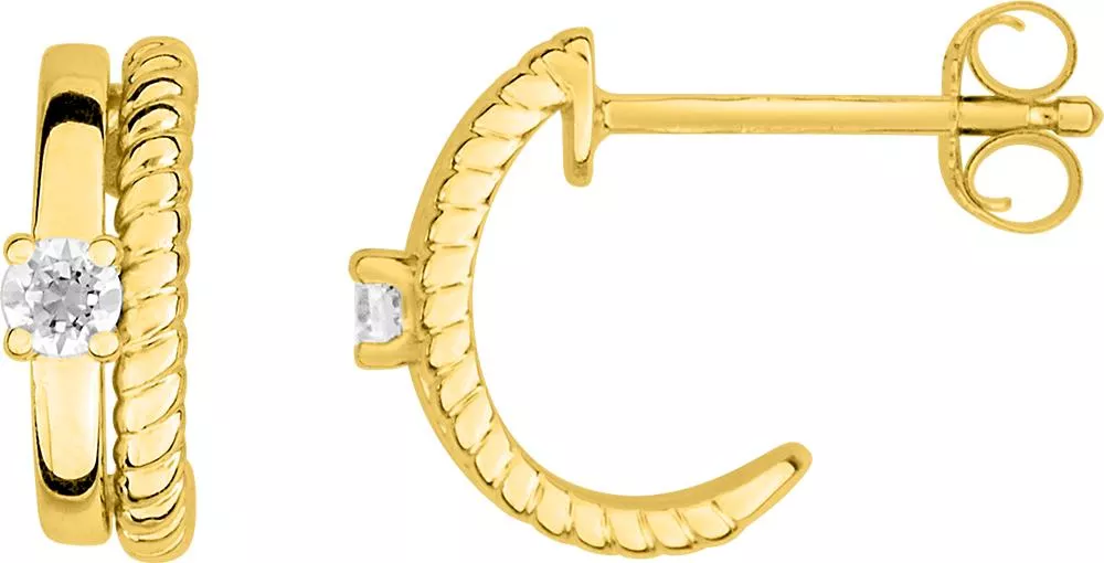 Boucles d'oreilles Demi-créoles Plaqué Or Gagoutina Zirconium - Boucles d'oreilles en Plaqué or