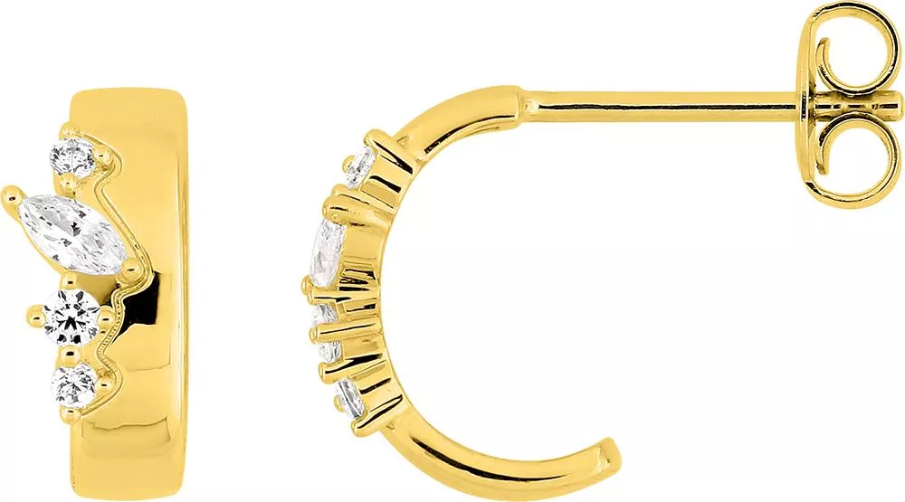 Boucles d'oreilles Demi-créoles Plaqué Or Bellara Zirconium - Boucles d'oreilles en Plaqué or