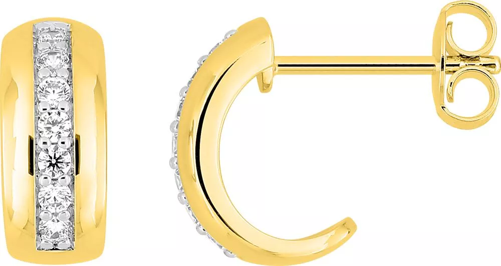 Boucles d'oreilles Demi-créoles Plaqué Or Chloelia Zirconium - Boucles d'oreilles en Plaqué or