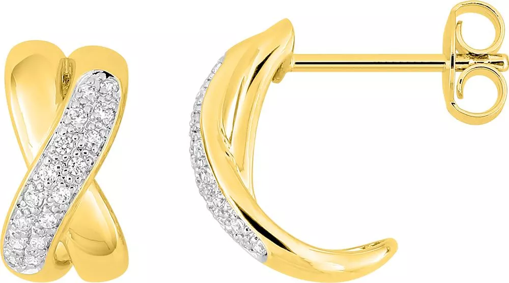 Boucles d'oreilles Demi-créoles Plaqué Or Fanica Zirconium - Boucles d'oreilles en Plaqué or