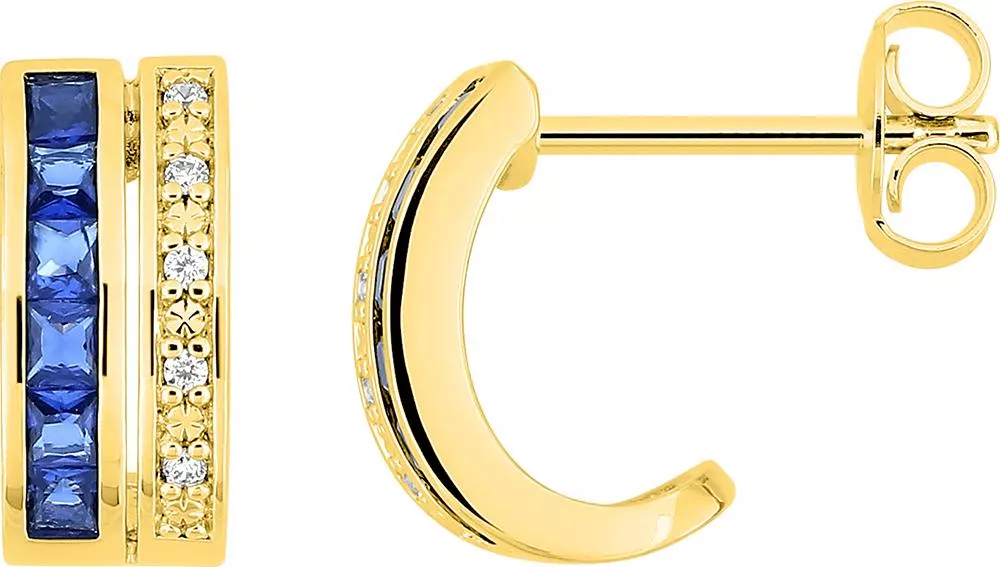 Boucles d'oreilles Demi-créoles Plaqué Or Nafisssa Zirconium Blanc Bleu - Boucles d'oreilles en Plaqué or - Bijoux en Vogue